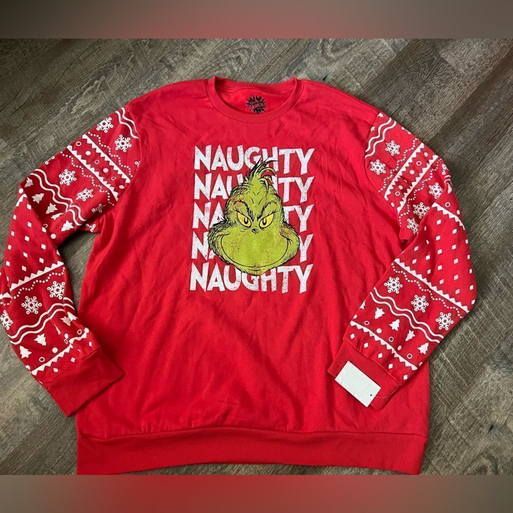 Dr. Seuss‎ The Grinch Holiday Naughty List Crewneck Graphic Sweatshirt- Size XXL